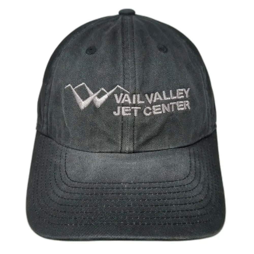 Port Authority Baseball Cap Black One Size Vail Valley Jet Center Strapback Hat